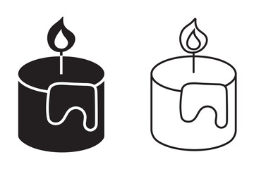 Candle flame icon. Vector illustration of a candle. Silhouettes of candle symbol. Vector illustration.
