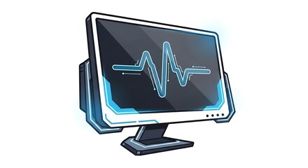 Futuristic Monitor Displaying Vital Signs and Data Analysis.