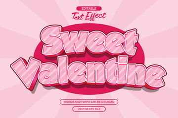Sweet valentine editable text effect 3d pink text style
