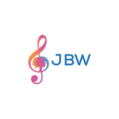 Fototapeta premium “Creative music logo with human silhouettes and treble clef in gradient colors, JBW Later Logo, modern artistic design isolated on white background” 