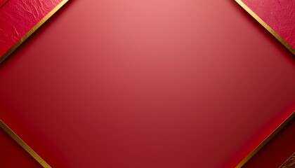 赤い和紙の背景に金色の斜めフレームが映える和風デザイン generative ai