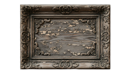 Antique Ornate Silver Picture Frame with Chipped Gilding on White.png

