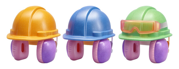 Colorful Toy Safety Gear for Kids Featuring Helmets and Goggles in Bright Colors