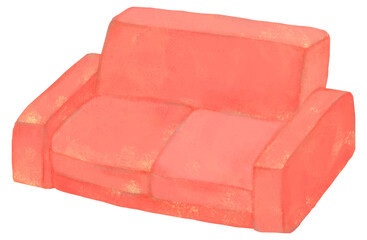 シンプルな二人がけのソファのイラスト