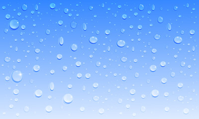 Realistic Water Drop Background with Transparent Droplets, Moisture Condensation, Splash Texture, Dew and Raindrop Effect for Clean Liquid Design
