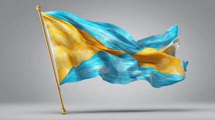 Vector illustration of the Bahamas flag with a heart shaped isolated on plain background. I love Bahamas. Happy Independence Day