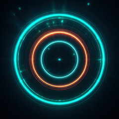 Neon turquoise and blue concentric arcs forming a detailed skill mastery radar wheel on dark grid