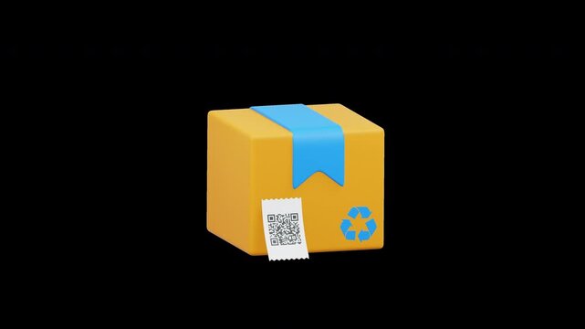 Cute 3D Delivery Package Box with QR Code Tracking Animation