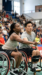 Jugadores de b&aacute;dminton adaptado en silla de ruedas
