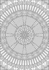 Adult Mandala Design Coloring Page Line Art Vector