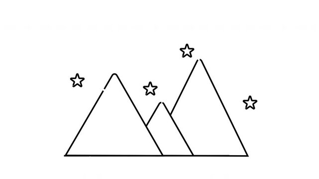 3 simple mountains  4 stars line art