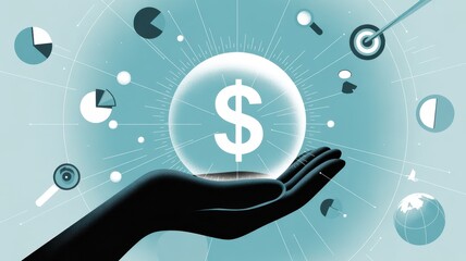 Finance in Hand: A conceptual visual of a hand cradling a glowing globe with the dollar sign, suggesting the power and responsibility associated with financial management.