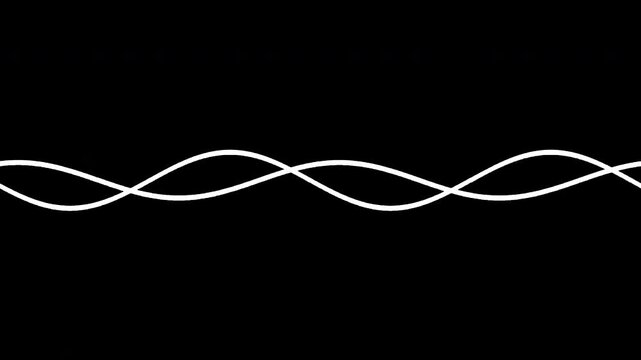 Hand drawn wave line animation on black background