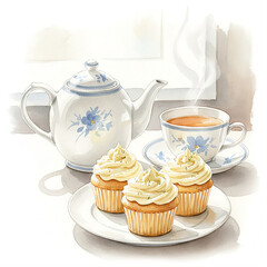 Fototapeta premium cake and tea