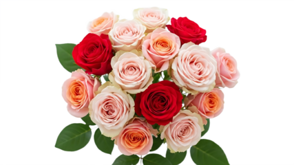Luxury Rose Bouquet with Red, Pink, and Peach Blooms on White.png


