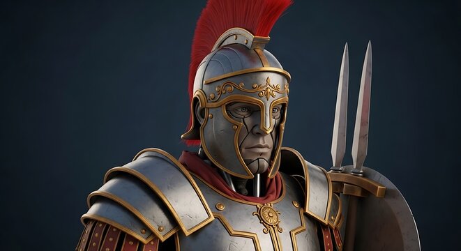 Roman Legionary in Full Armor - A Detailed Historical Portrait.