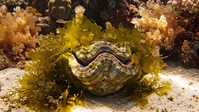 Giant Clams Underwater Oasis A Vibrant Coral Reef Ecosystem.