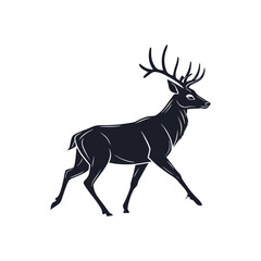 Fototapeta premium Running Stag Deer Silhouette Vector Illustration