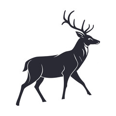 Fototapeta premium Walking Stag Deer Silhouette Vector Illustration