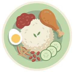 Fatty rice nasi lemak on a plate