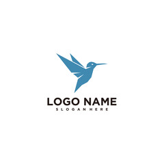 Modern geometric hummingbird logo design for branding identity technology and creative business