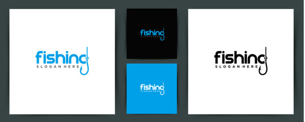 Minimalist fishing hook logo representing angling, outdoor sport, fishing gear, and clean modern brand identity design