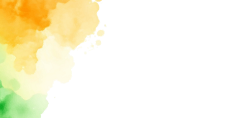 Vibrant watercolor splash background with Indian flag colors and copy space. (saffron, orange, green).