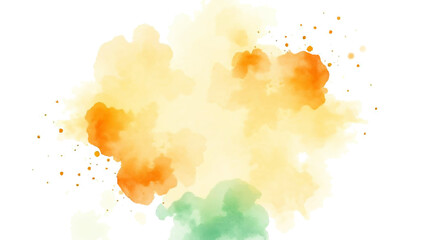 Abstract watercolor splash background in orange, yellow, and green