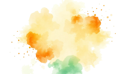 Abstract watercolor splash background in orange, yellow, and green