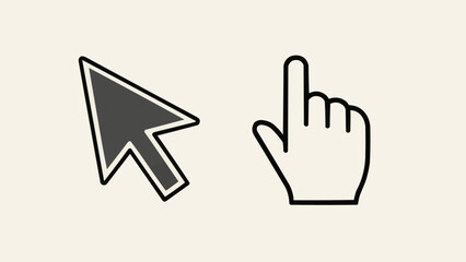Computer Mouse Cursor Icons Showing Arrow and Hand Pointer.