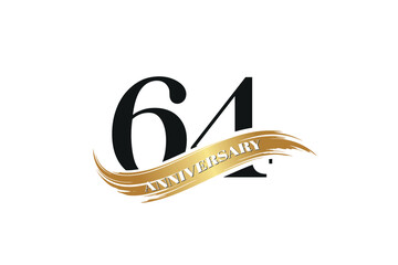 Luxury 64th Anniversary Celebration Logo with Golden Ribbon for Premium Event Branding
