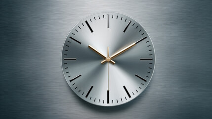 Modern silver wall clock with gold hands and minimalist hour markers creating calm