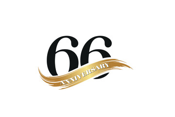 Luxury 66th Anniversary Celebration Logo with Golden Ribbon for Premium Event Branding