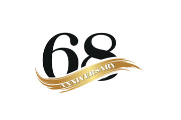 Luxury 68th Anniversary Celebration Logo with Golden Ribbon for Premium Event Branding