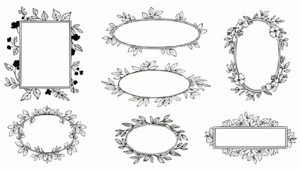 Collection of Hand Drawn Floral Borders and Frames.