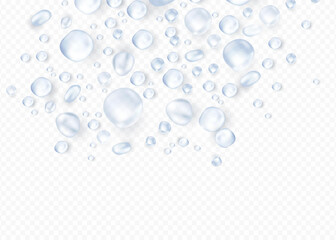 Realistic Water Drop Background with Transparent Droplets, Moisture Condensation, Splash Texture, Dew and Raindrop Effect for Clean Liquid Design