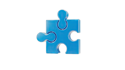 Blue Puzzle Piece Isolated on White Background
