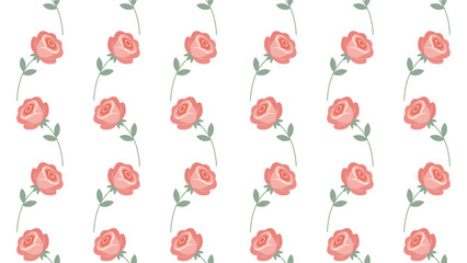 Seamless Pastel Rose Pattern in Minimal Flat Vector Design