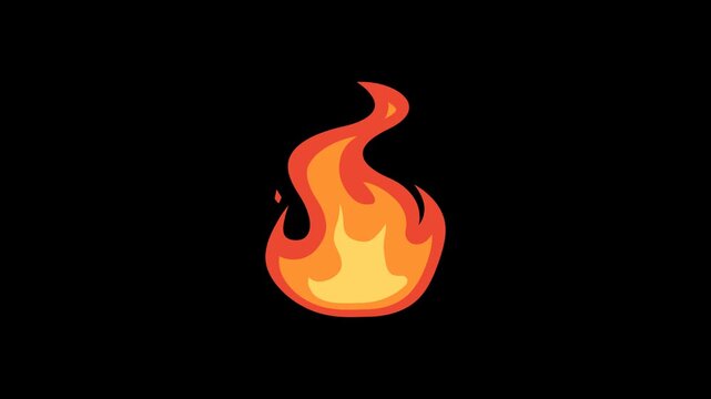 Animated fire emoji with alpha channel on transparent background. Seamless looping flame animation ideal for overlays, effects, and motion graphics.