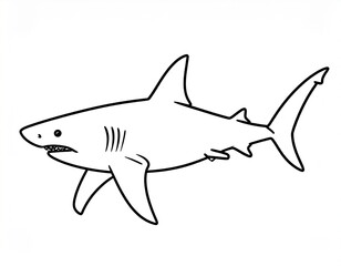 Obraz premium Simple Shark Line Art Drawing