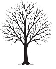 Obraz premium Bare Winter Tree Silhouette Vector – Leafless Dramatic Flat Black HD Design