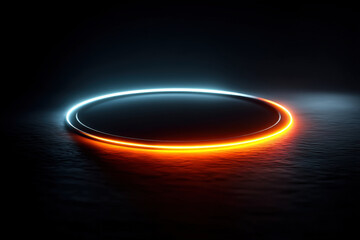 Neon circular training load ring with cyan and orange arcs on dark background