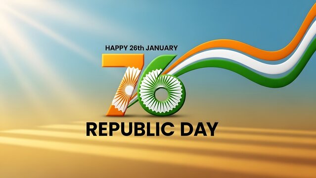 Happy 76th indian republic day celebration greeting design