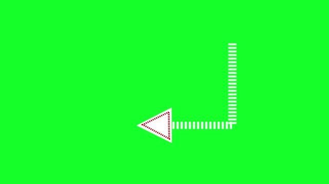 White directional arrow animation on green screen for guiding attention and enhancing video content