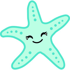Cute Cartoon Starfish Character Illustration