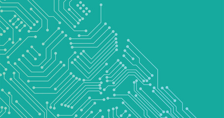 Circuit Board Technology Copy Space Vector Background. Grayscale Abstract Scifi PCB Trace Data Transfer Design Illustration.