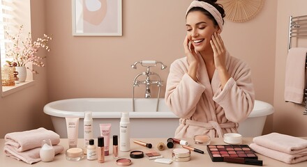 Serene Beauty Ritual: Warm Tones, Morning Glow, Self-Care Moment