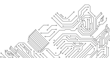 Technology black circuit on white background. illustration. 