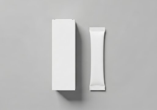 Blank white box and stick pack mockup for branding