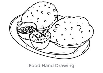 Hand-Drawn India Food Illustration: A simple yet elegant illustration of culinary delight. Capturing the essence of simplicity. 